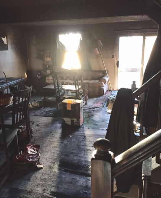 Modern Remodeling fire destroyed living room