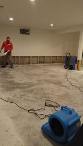 Water mitigation in flooded basement