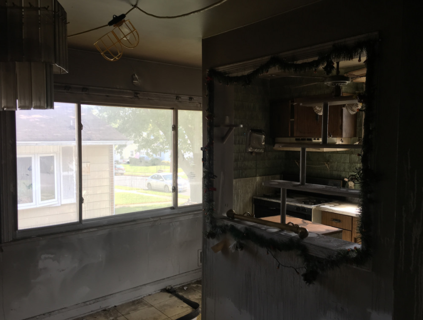 Fire damage kitchen before and after modern remodeling